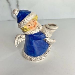 Vintage Blue Goebel Christmas Angel Candle Holder